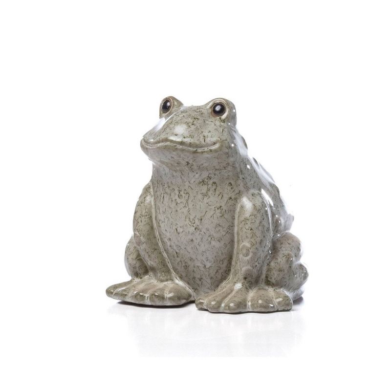 6.75&#34; Handmade Glazed Ceramic Calm Frog Statue Gray - Alfresco Home LLC