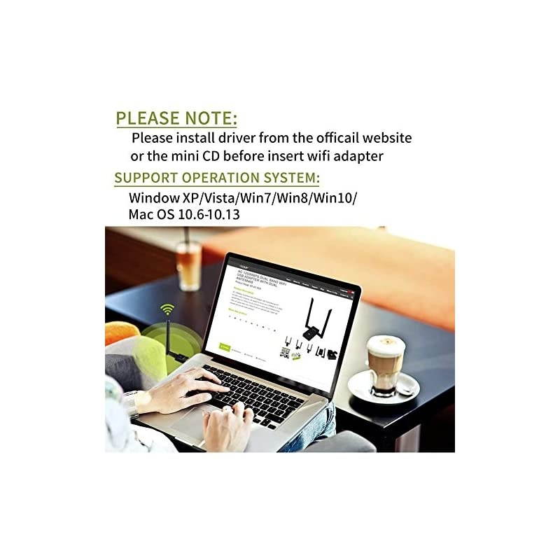 WiFi Adapter Wireless Network Adapters AC 600Mbps Dual Band 24G58Ghz WiFi Dongle with External Antenna for Laptop Desktop PC Compatible with Windows 108187XPVista Mac OS X 106~10153