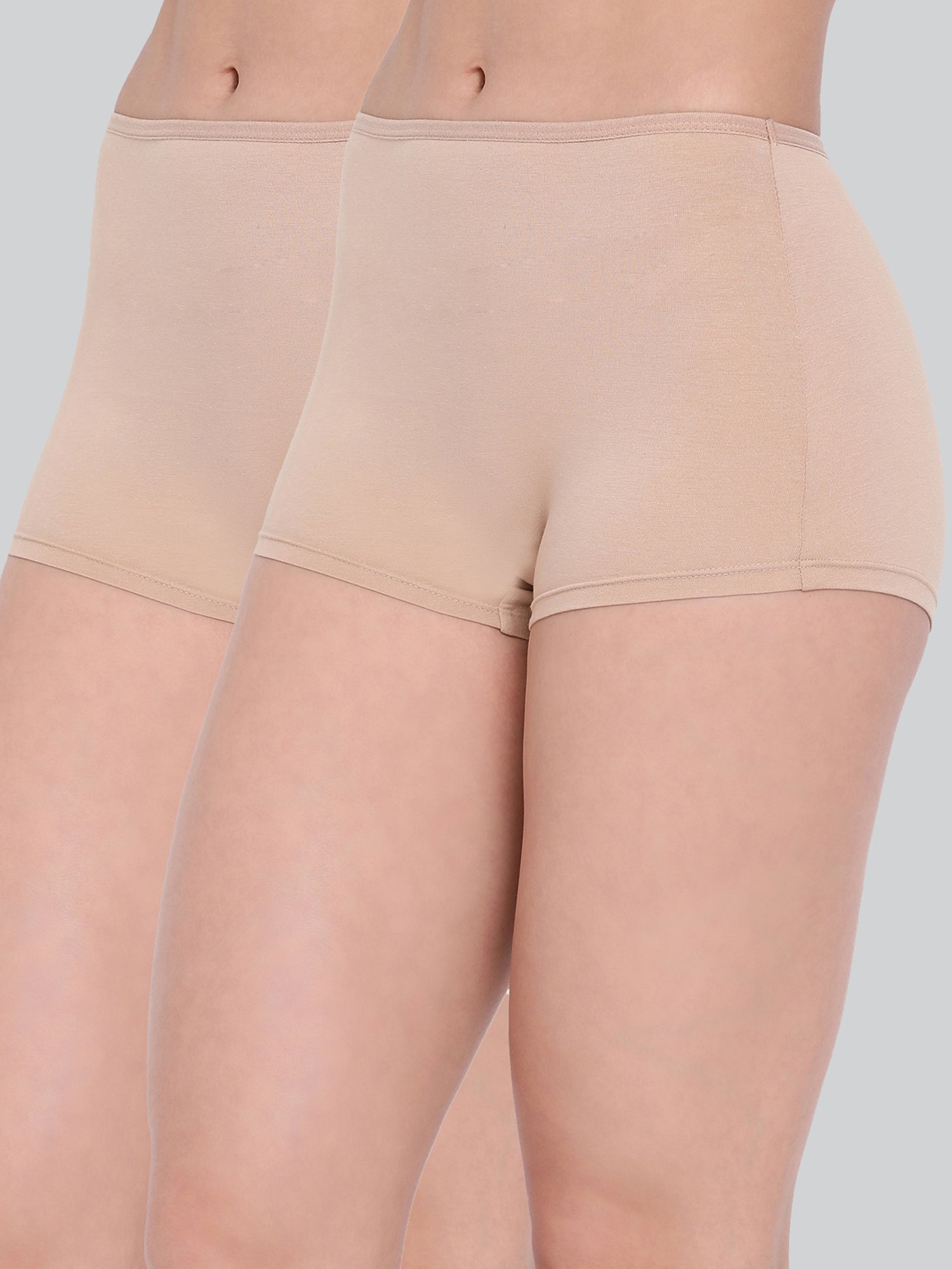Lyra Beige Cotton Boy Shorts Panties - Pack Of 2