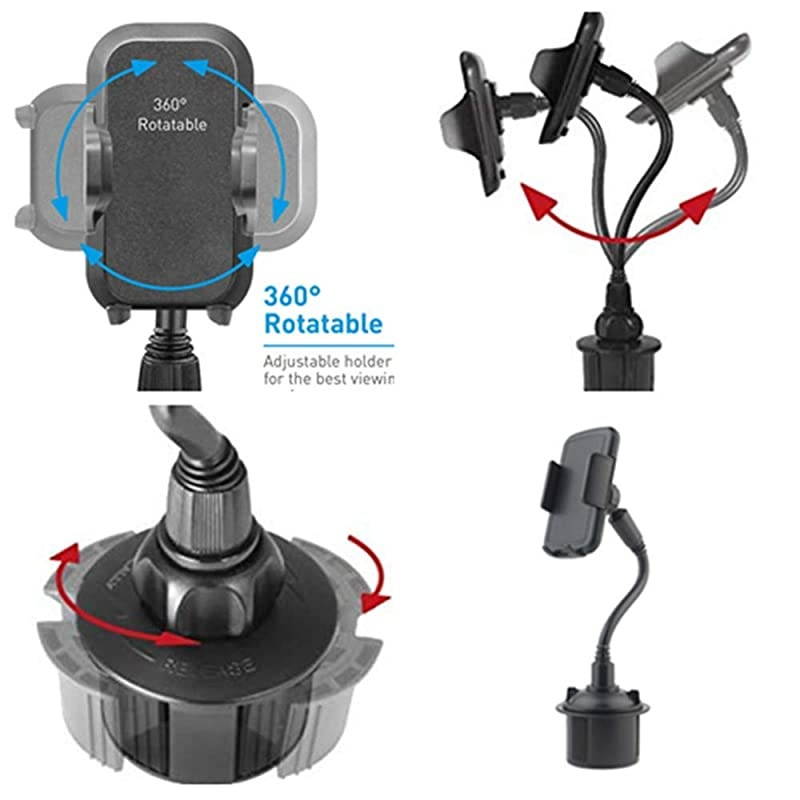 Cup Holder Phone Mount, Flexible Extra Long 8" Neck Cell Phone Holder for Most Smartphones iPhone X / 8/8+ / 7/7 Plus / 6/6+, Samsung