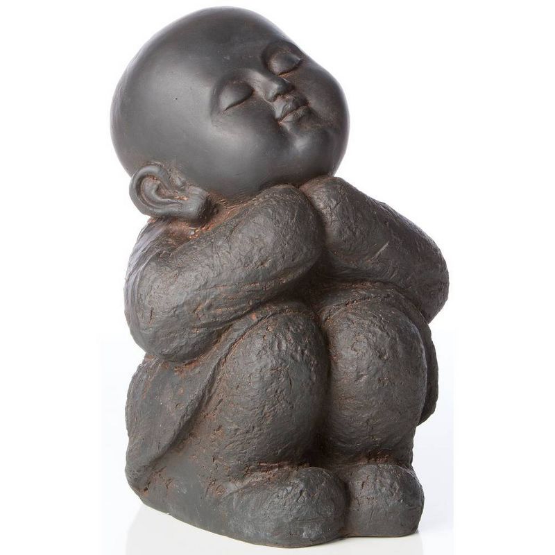 12.5&#34; Indoor/Outdoor Resin Humming Buddha Statue Black/Brown - Alfresco Home LLC