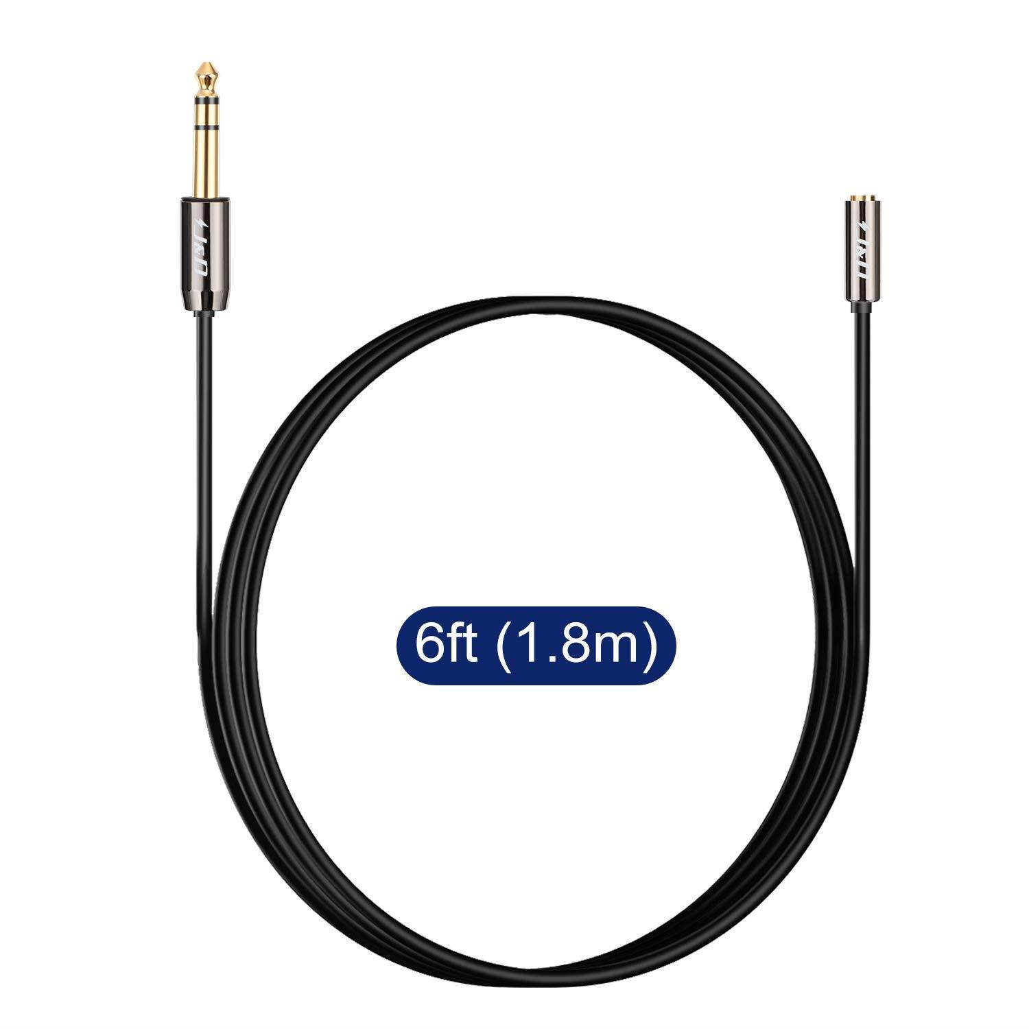 J&D 3.5 mm to 6.35 mm Cable, Gold-Plated [Copper Shell] [Heavy Duty] 3.5mm 1/8" Female TRS to 6.35mm 1/4" Male TRS Stereo Audio Adapter Cable for iPhone, Amplifiers - 6 Feet