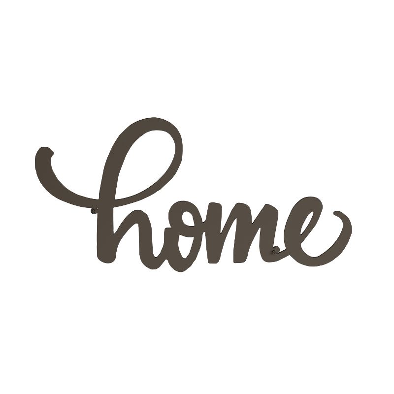 "Home" Decorative Wall Metal Cutout Sign Dark Chocolate - Lavish Home