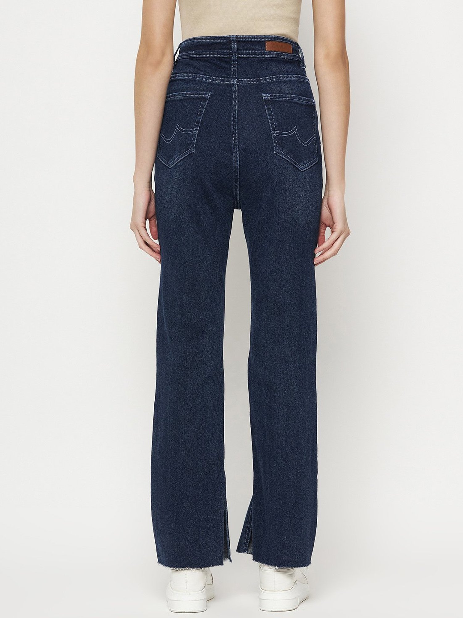 Camla Dark Blue Regular Fit Mid rise Jeans