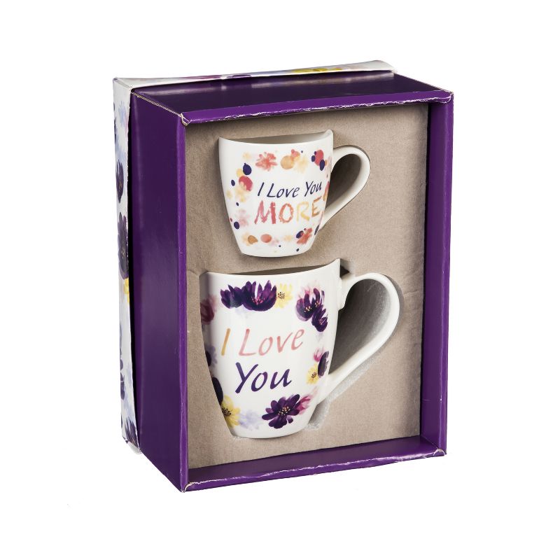 Evergreen Cypress Home Mommy and Me Ceramic Cup Gift Set I love you/I love you more