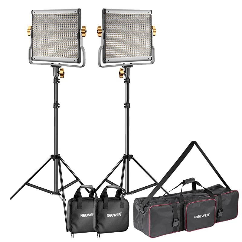 2Pack Dimmable Bicolor 480 LED Video Light and Stand Lighting Kit with Large Carrying Bag for Photo Studio Video Photography Durable Metal Frame 480 LED Beads32005600KCRI 96+