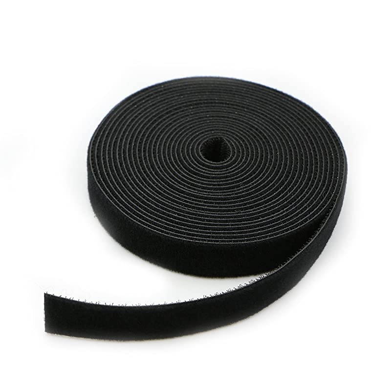 Reusable Fastening Tape Cable Ties 34 Inch Double Side Hook Roll 5 Yard Black