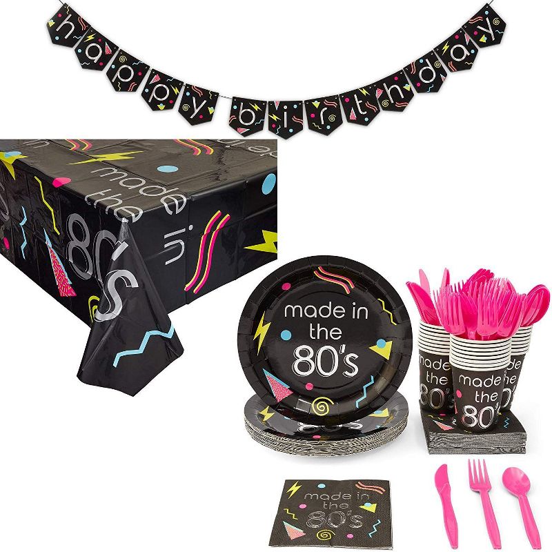 Serves 24 80s 1980s Birthday Party Supplies Decorations for Kids Adults