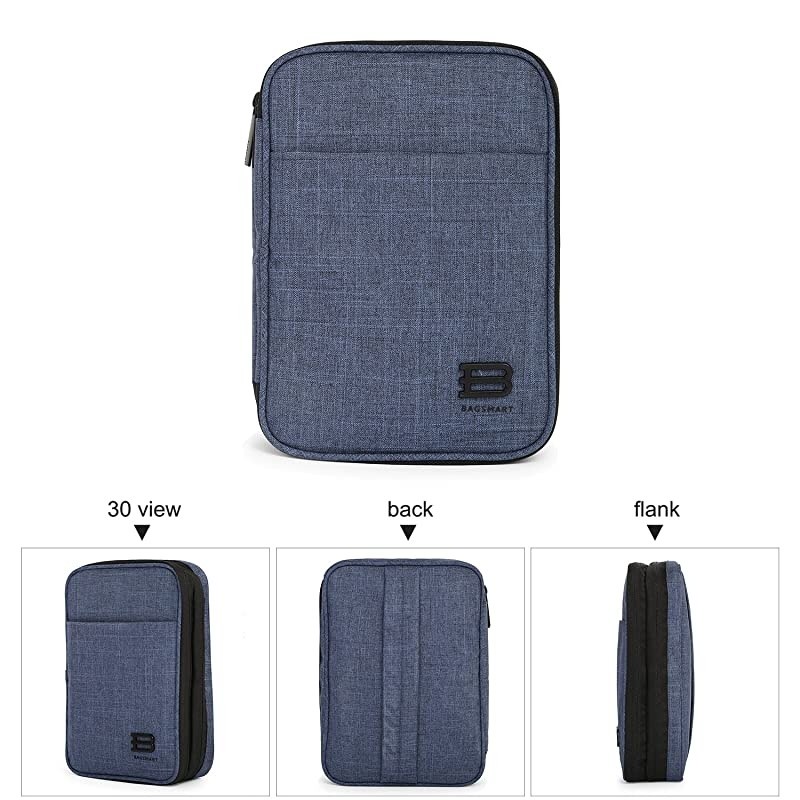 Electronic Organizer DoubleLayer Travel Cable Organizer Electronics Accessories Cases for Cables iPhone Kindle USB Blue
