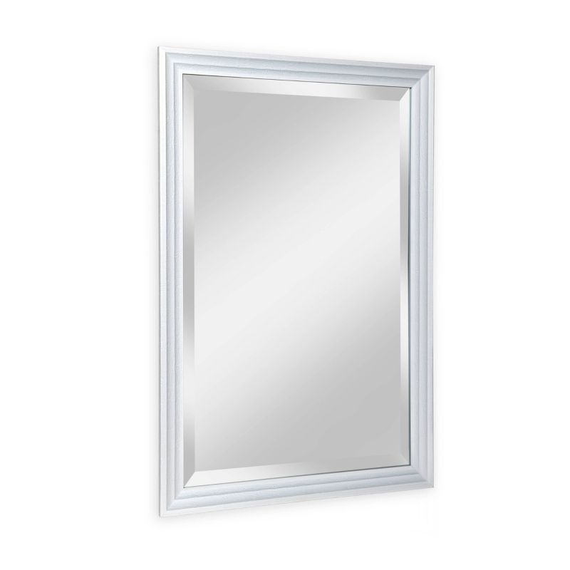 24" X 36" Meadow Framed Beveled Glass Wall Mirror Whitewash - Alpine Art & Mirror