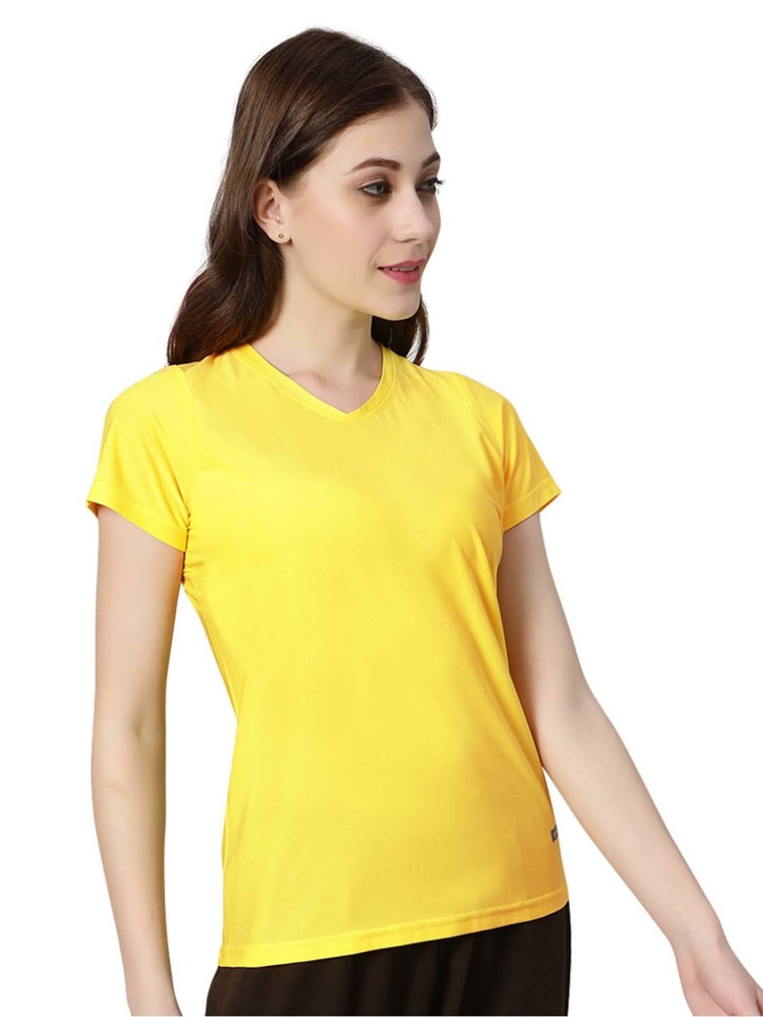 Omtex Yellow Regular Fit Sports T-Shirt