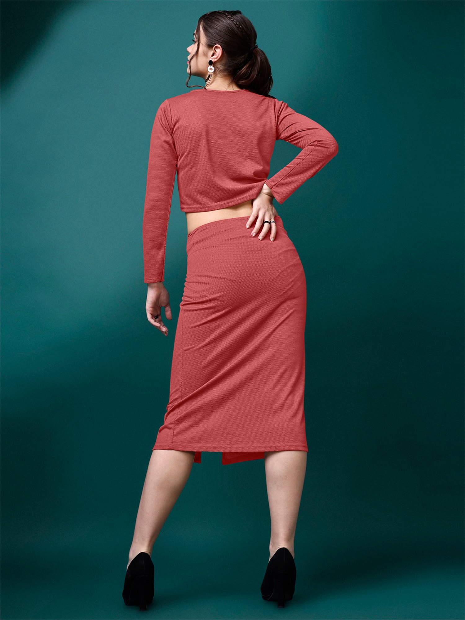 PURVAJA Rust Midi Co-Ord Set