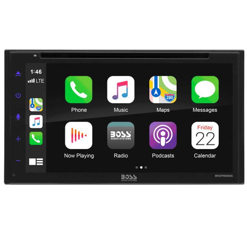 BOSS Audio Elite BV900ACP Double Din Apple CarPlay Android Auto Multimedia DVD Player w/ 6.75 Inch Capacitive Touchscreen Bluetooth and AM/FM Radio