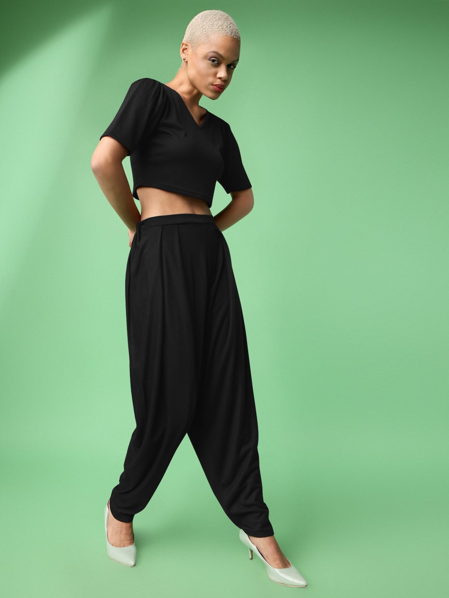 PURVAJA Black Maxi Co-Ord Set