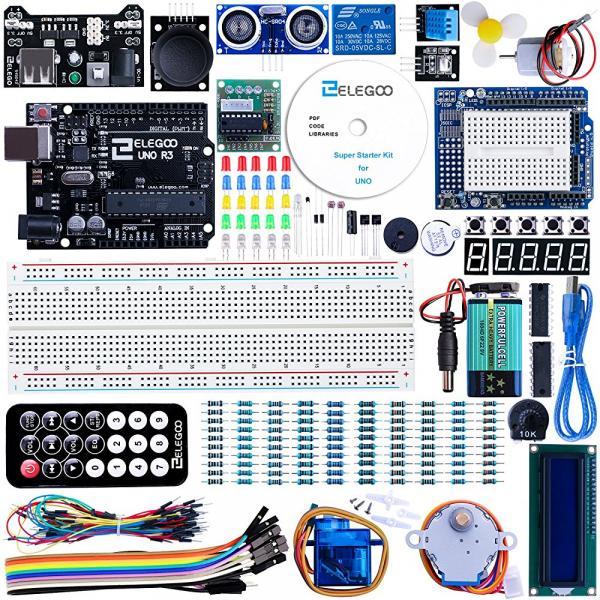 Elegoo UNO Project Super Starter Kit with Tutorial, 5V Relay, UNO R3, Power Supply Module, Servo Motor, 9V Battery with DC, Prototype Expansion Board, ect. for Arduino