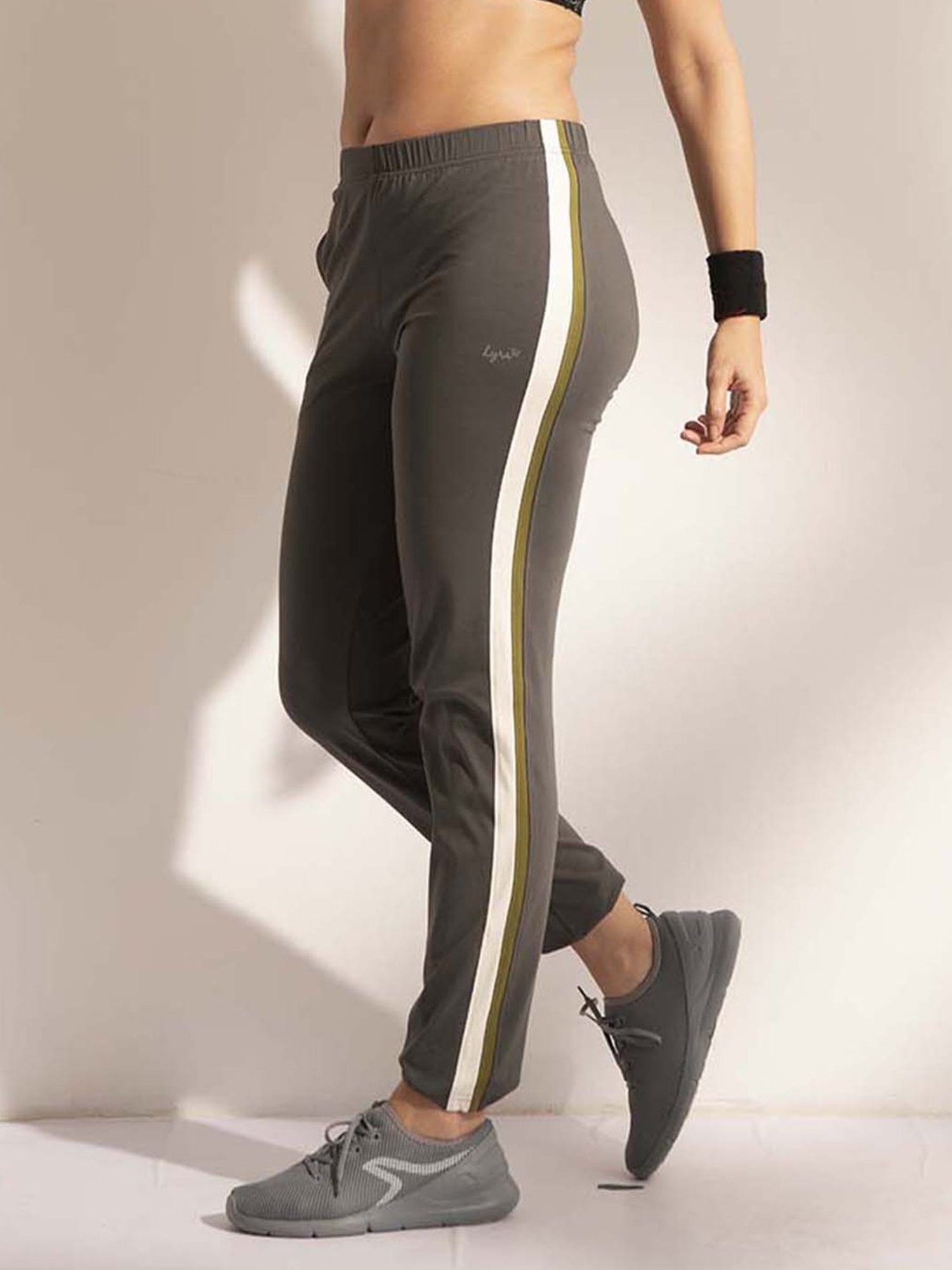 Lyra Grey Cotton Sports Track Pants
