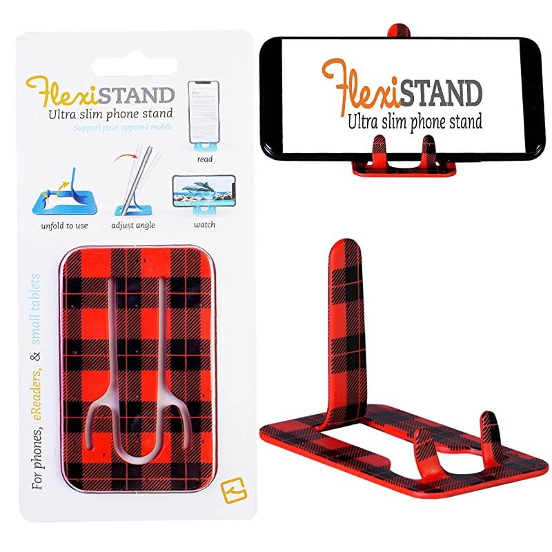Mobile Phone Desk Stand Travel Portable Smart Phone Holder Red Tartan