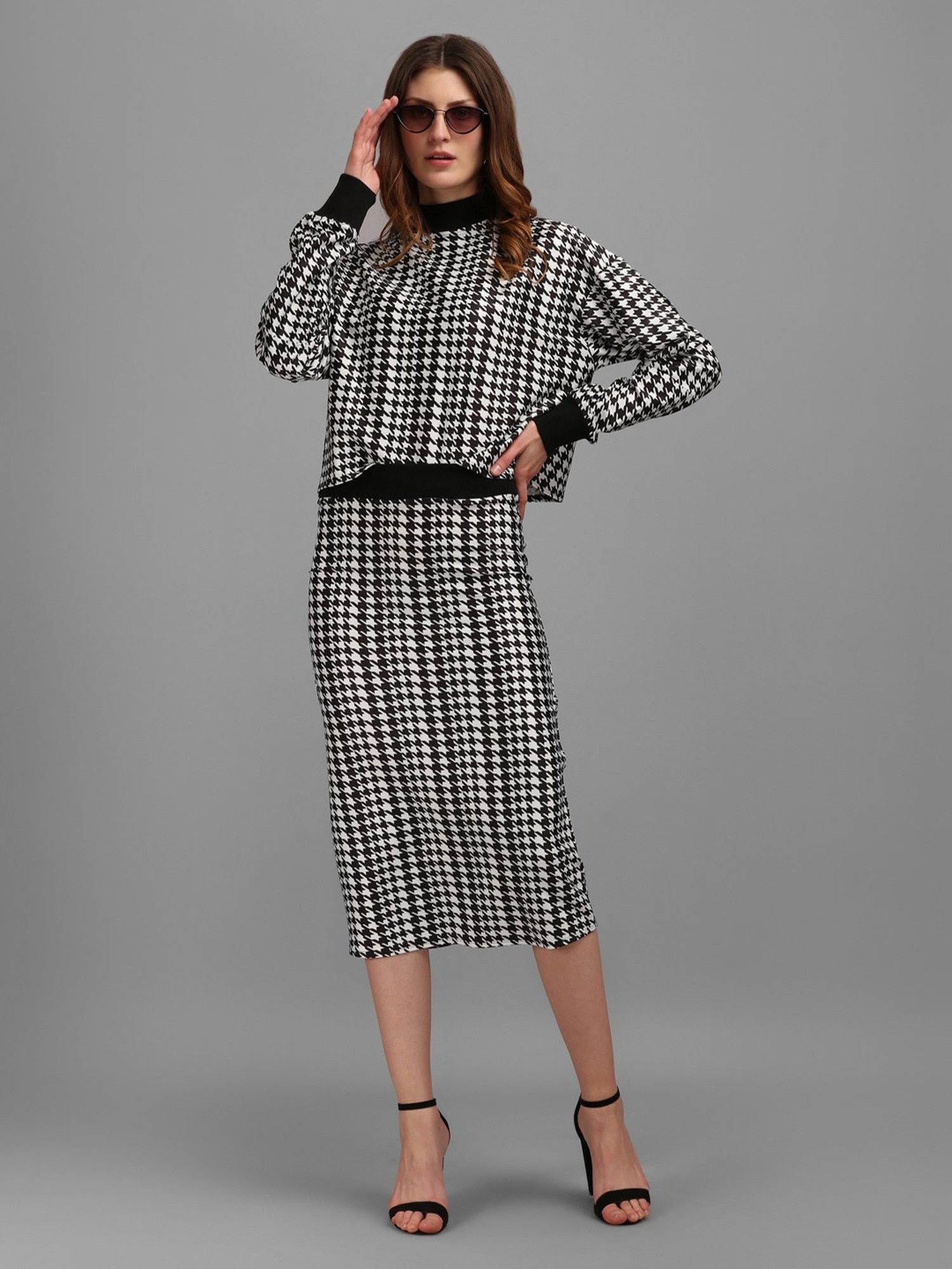 PURVAJA Black Checks Co-Ord Set