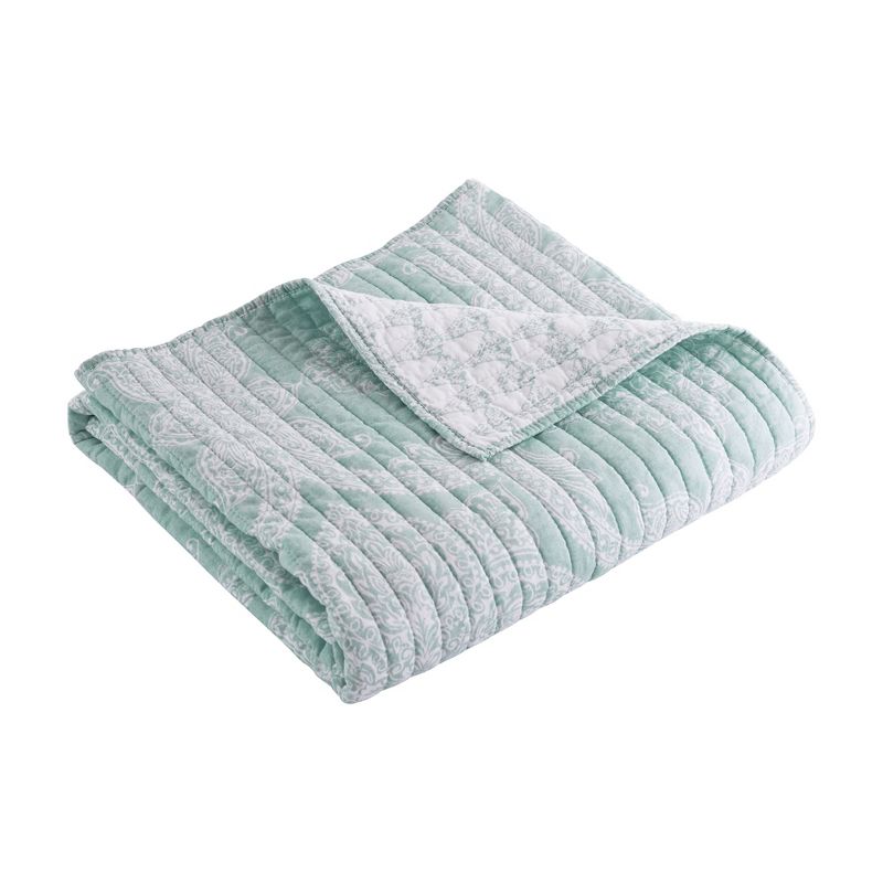 Mclain Paisley Quilted Throw Seafoam - Levtex Home