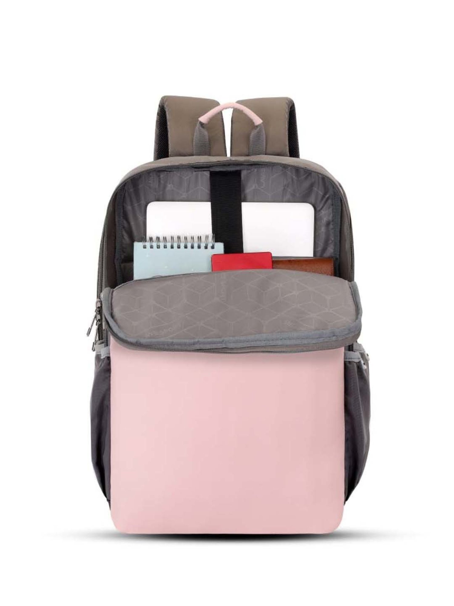 LAVIE SPORT Pink & Grey Solid Laptop Backpack