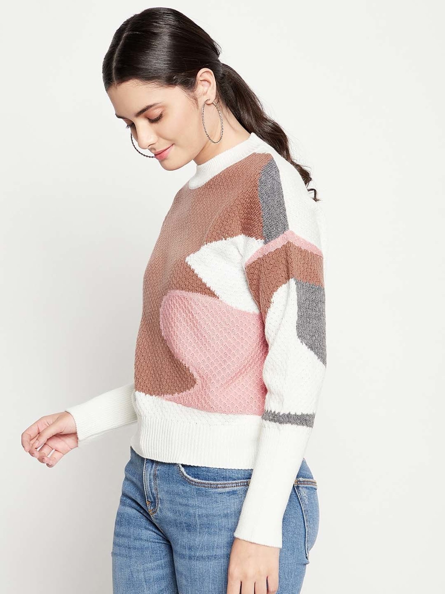 Camla Brown & White Color-Block Sweater