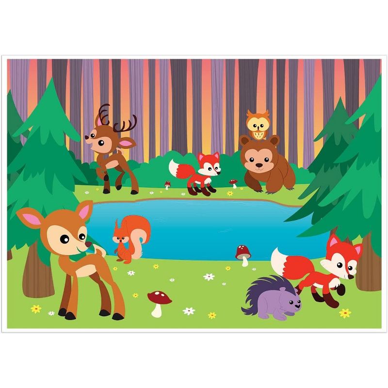 Blue Panda Photo Booth Background Woodland Animals Photography Backdrop -Photo Booth Backgrounds