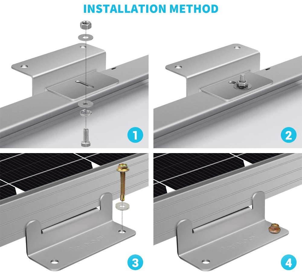 Renogy Accessories 8Ft Tray Cable, 20Ft 10 AWG Adaptor Kit for 400 W Solar Panel Module, 4 Set Z Bracket, 3 Pair of Y Branch Connector