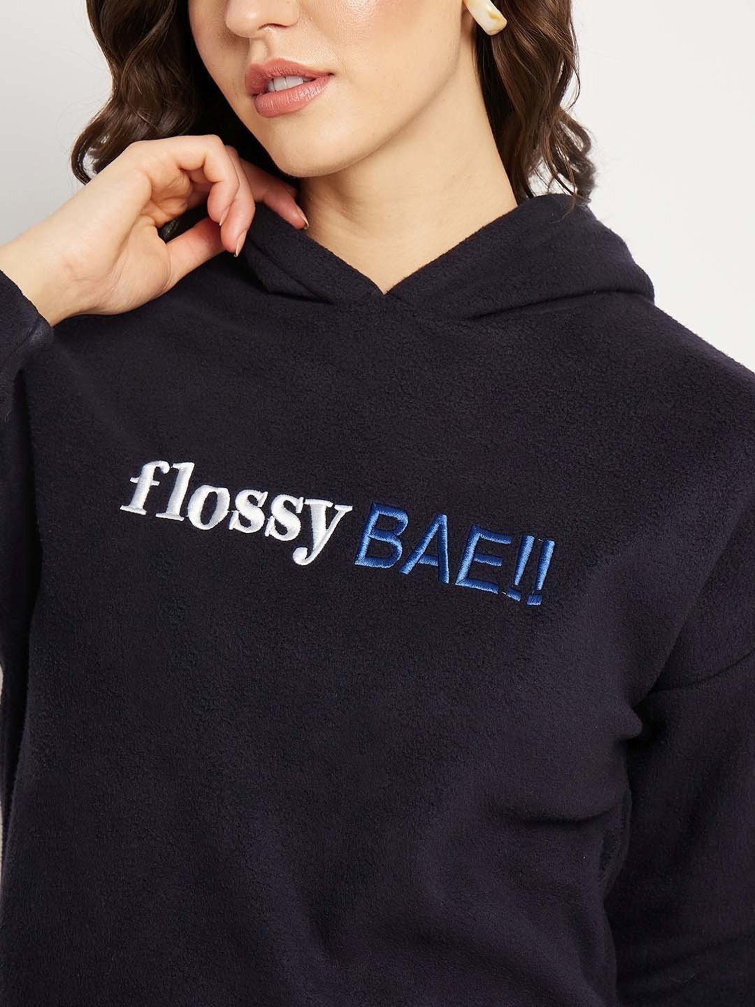 Camla Navy Printed Hoodie