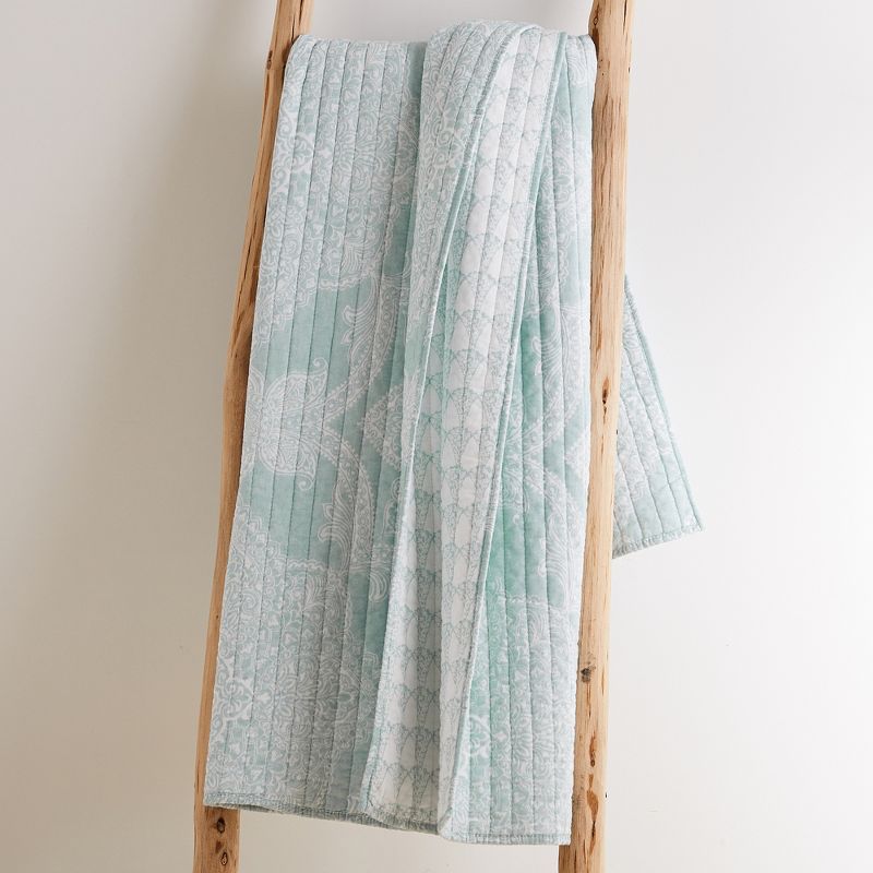 Mclain Paisley Quilted Throw Seafoam - Levtex Home