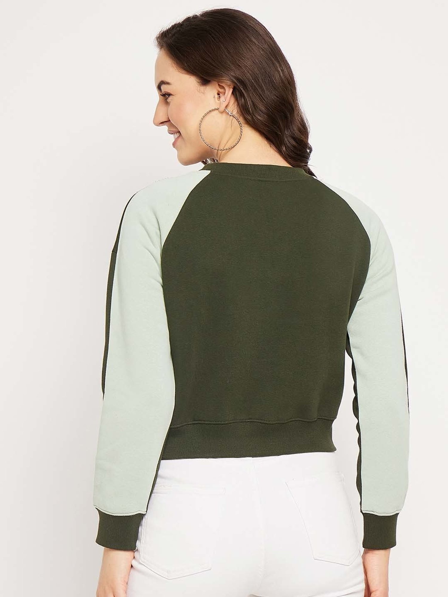 Camla Olive Green Printed Sweatshirt
